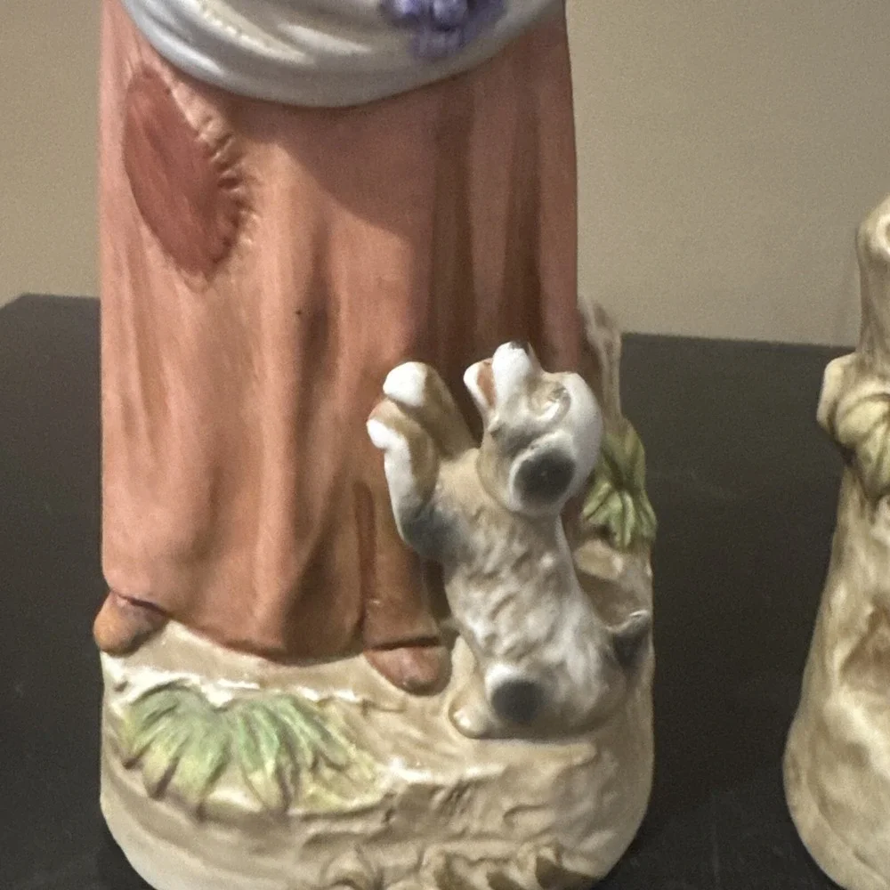 Vintage Pair Homco Home Interiors Porcelain Old Farmers Duck Puppy 1417 Figurine